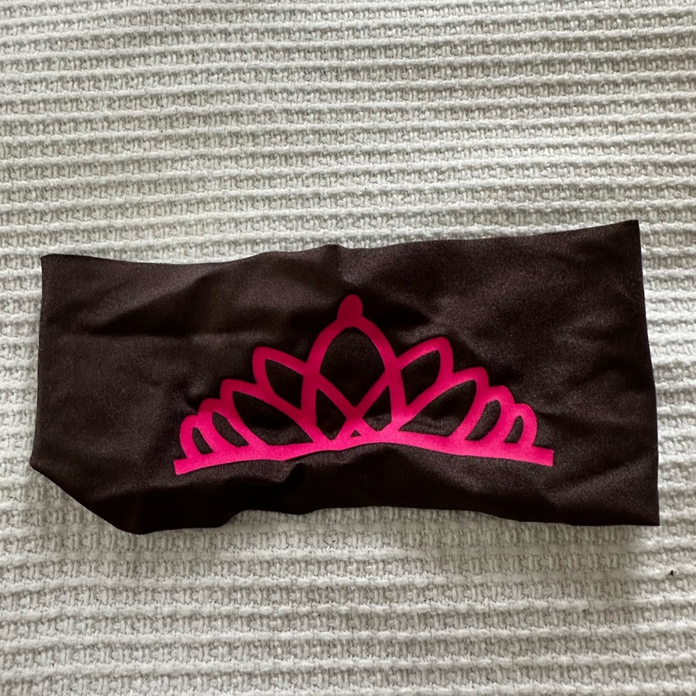 Gray/Brown Hippie Runner Headband with Pink Tiara Design